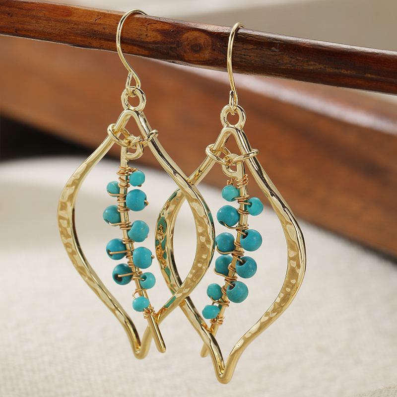 Women's Handmade Drop Earrings with Synthetic Turquoise Beads